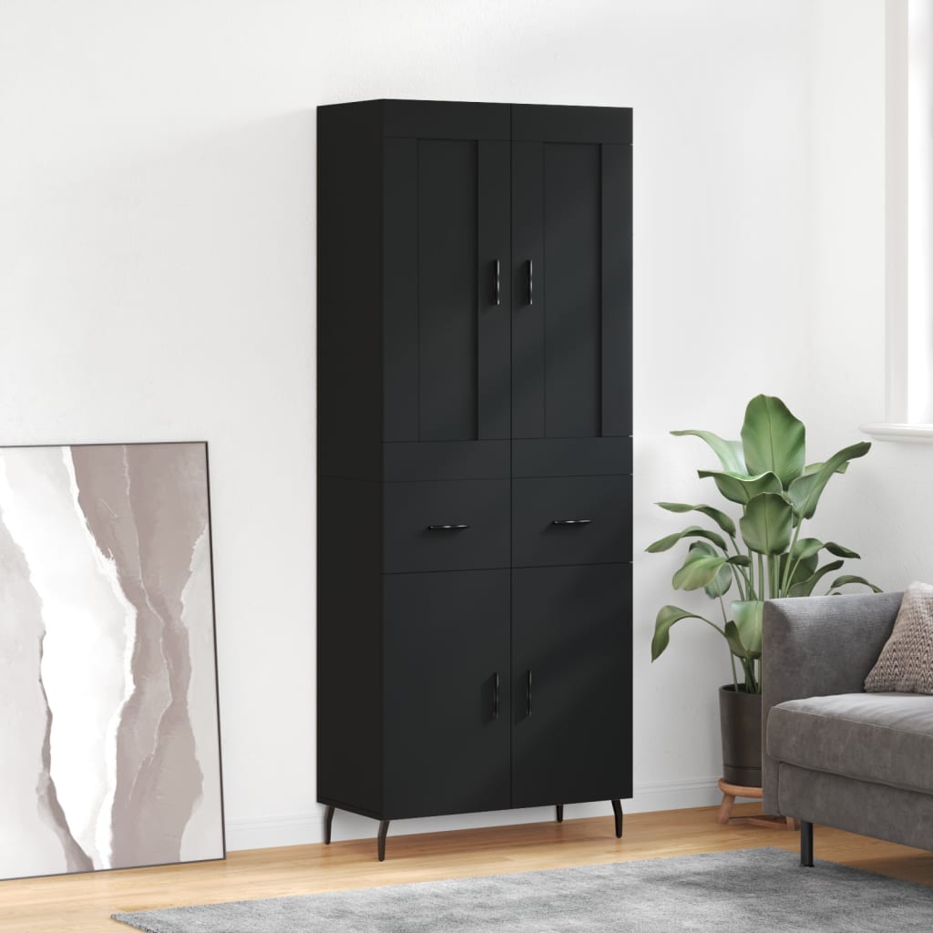 vidaXL Highboard Black 69.5x34x180 cm Engineered Wood