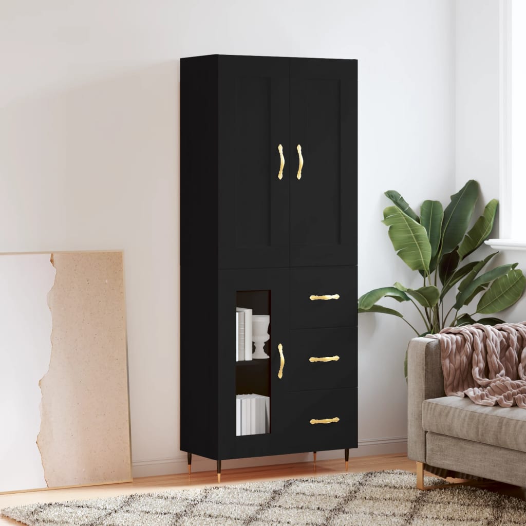 vidaXL Highboard Black 69.5x34x180 cm Engineered Wood