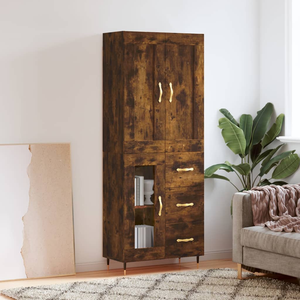 vidaXL Highboard Smoked Oak 69.5x34x180 cm Engineered Wood
