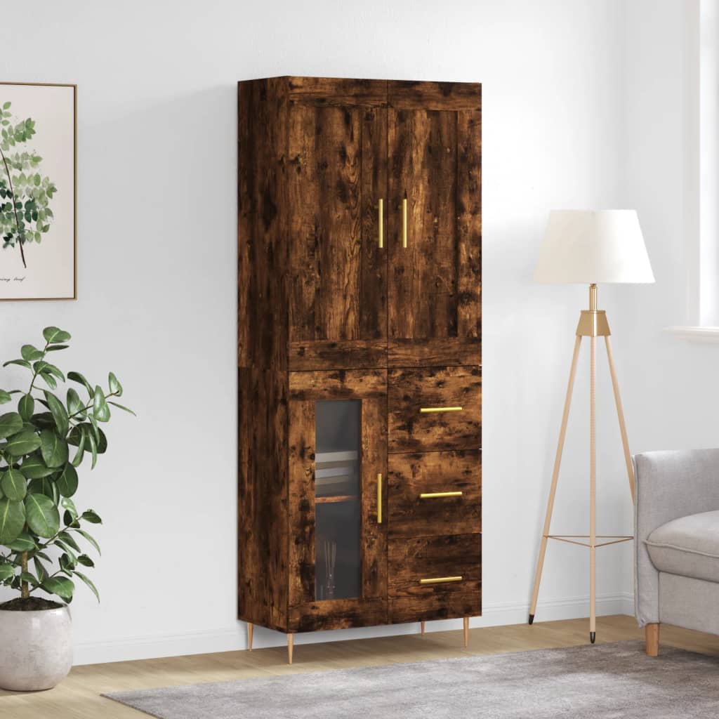 vidaXL Highboard Smoked Oak 69.5x34x180 cm Engineered Wood