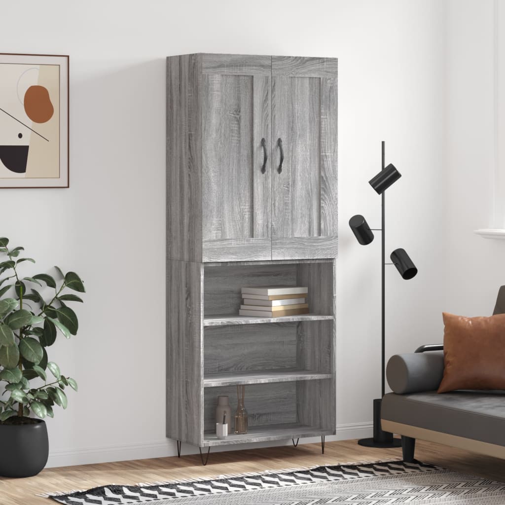 vidaXL Highboard Grey Sonoma 69.5x34x180 cm Engineered Wood