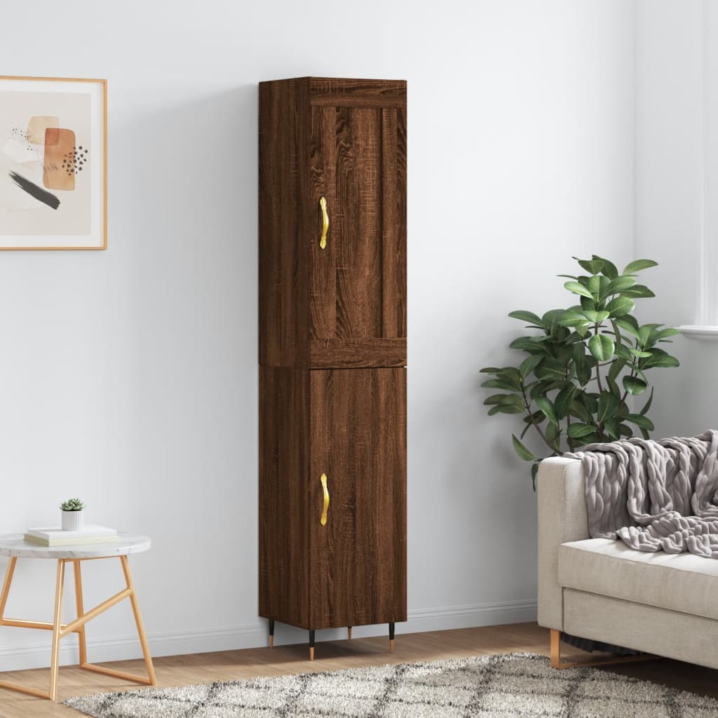 vidaXL Highboard Brown Oak 34.5x34x180 cm Engineered Wood
