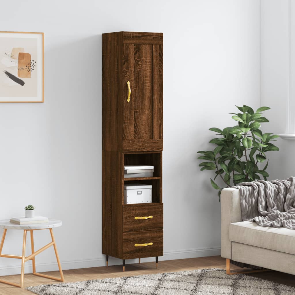 vidaXL Highboard Brown Oak 34.5x34x180 cm Engineered Wood