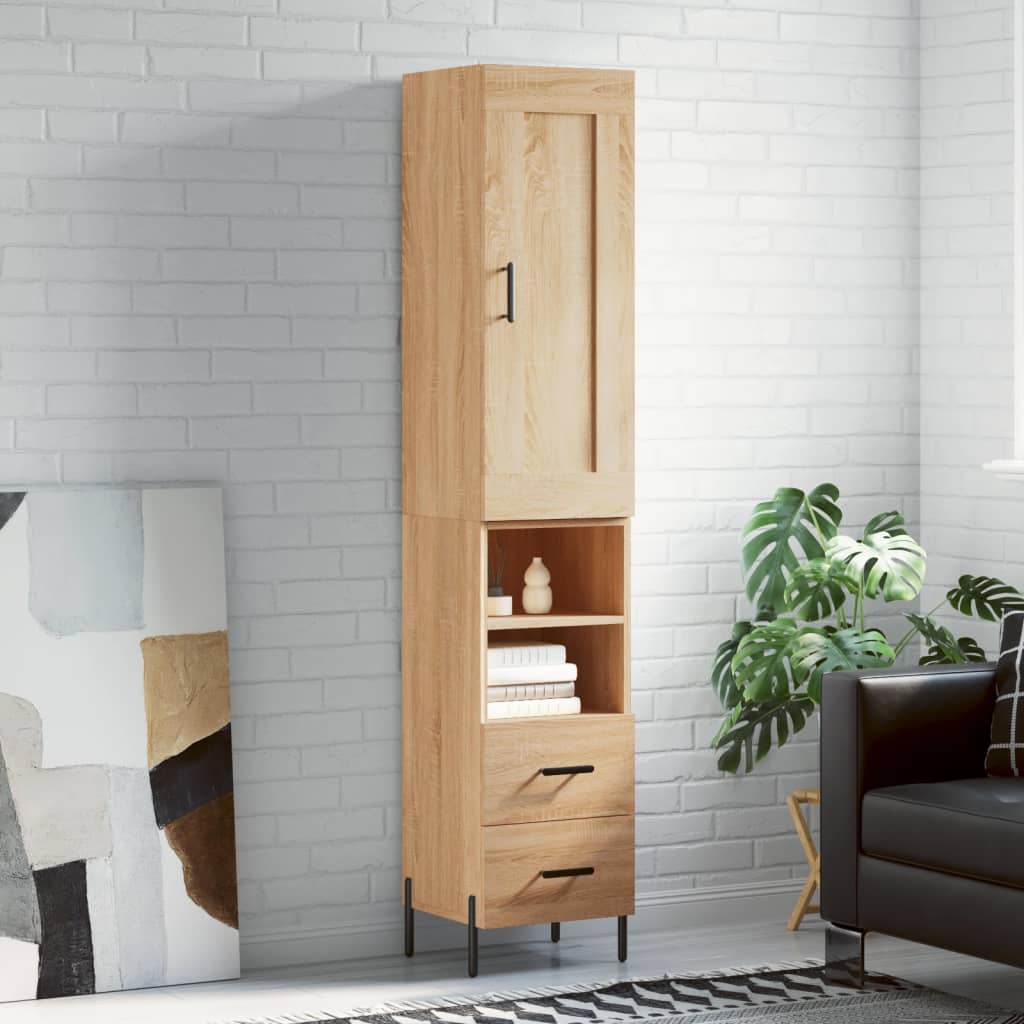 vidaXL Highboard Sonoma Oak 34.5x34x180 cm Engineered Wood