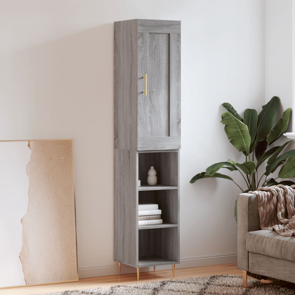 vidaXL Highboard Grey Sonoma 34.5x34x180 cm Engineered Wood