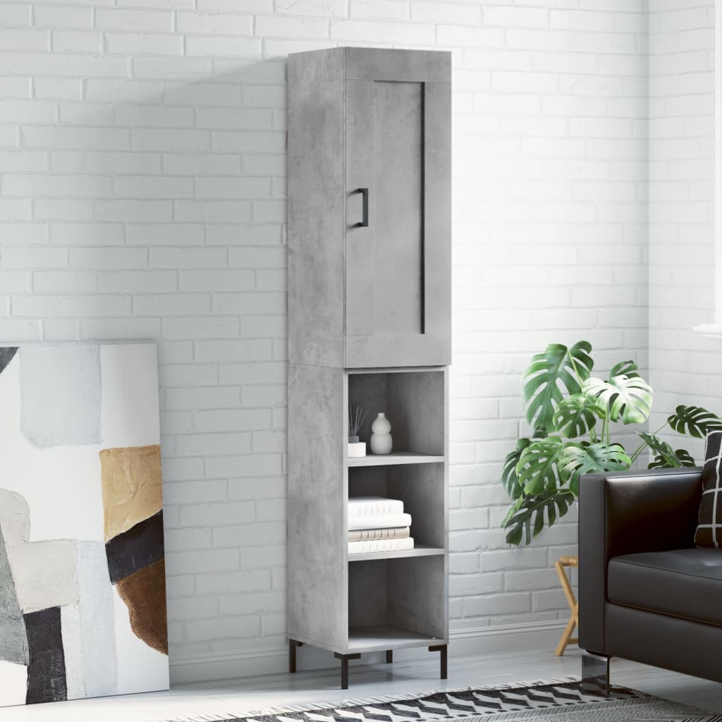 vidaXL Highboard Concrete Grey 34.5x34x180 cm Engineered Wood
