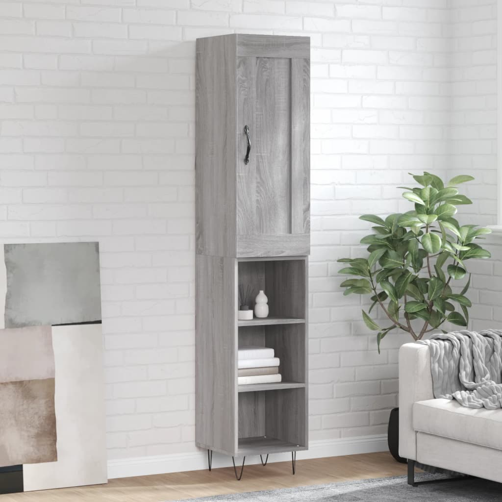 vidaXL Highboard Grey Sonoma 34.5x34x180 cm Engineered Wood