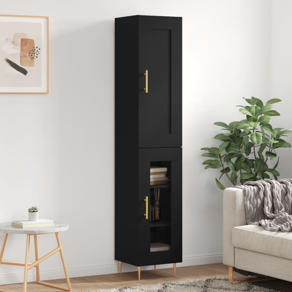 vidaXL Highboard Black 34.5x34x180 cmåÊEngineered Wood