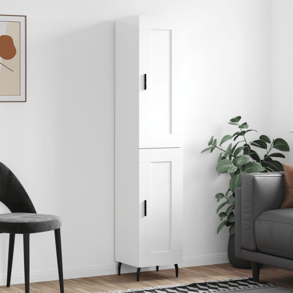 vidaXL Highboard High Gloss White 34.5x34x180 cm Engineered Wood