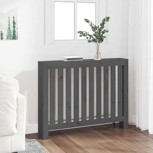 vidaXL Radiator Cover Grey 108.5x19x84 cm Solid Wood Pine
