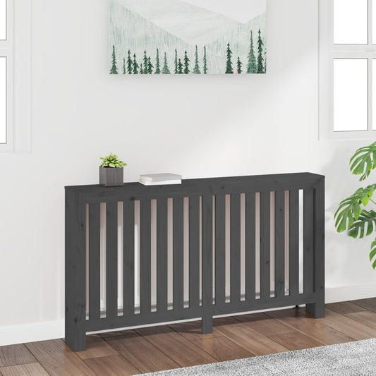 vidaXL Radiator Cover Grey 153x19x84 cm Solid Wood Pine