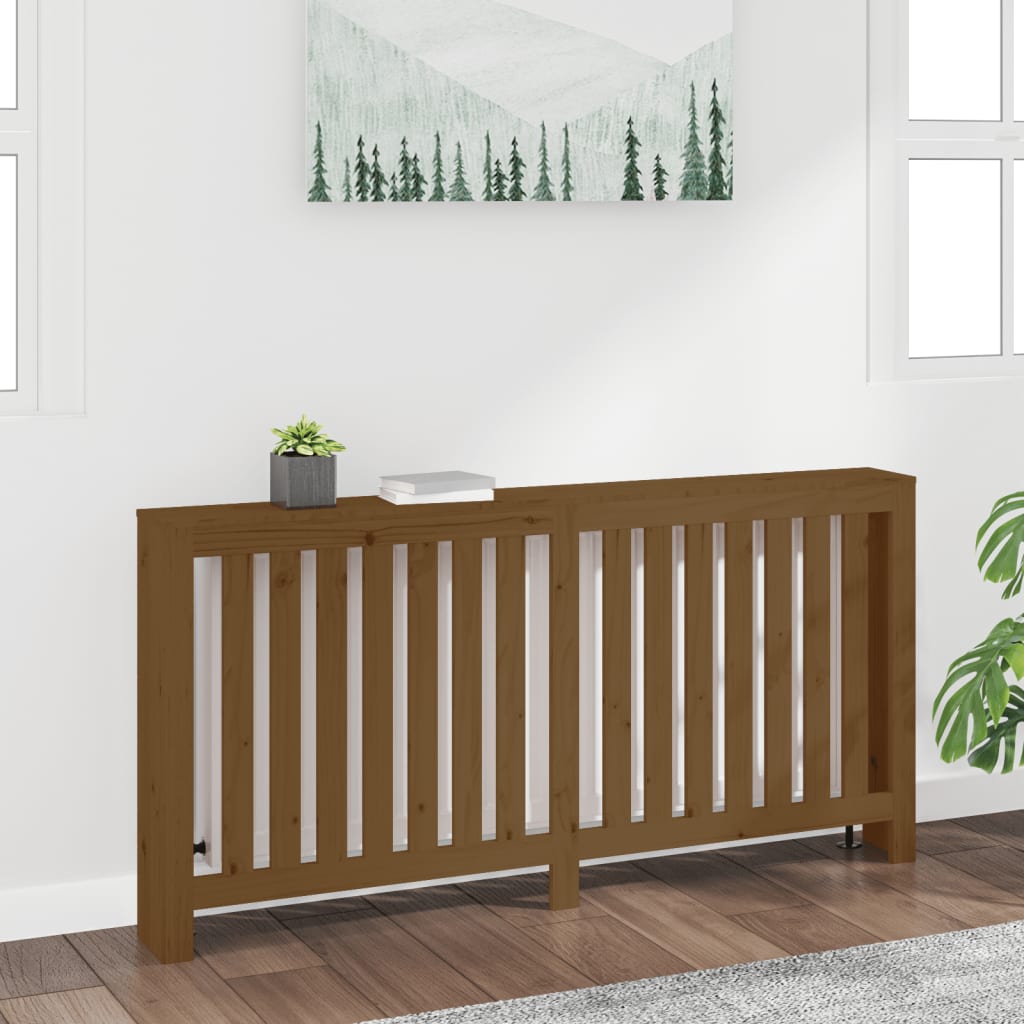 vidaXL Radiator Cover Honey Brown 169x19x84 cm Solid Wood Pine