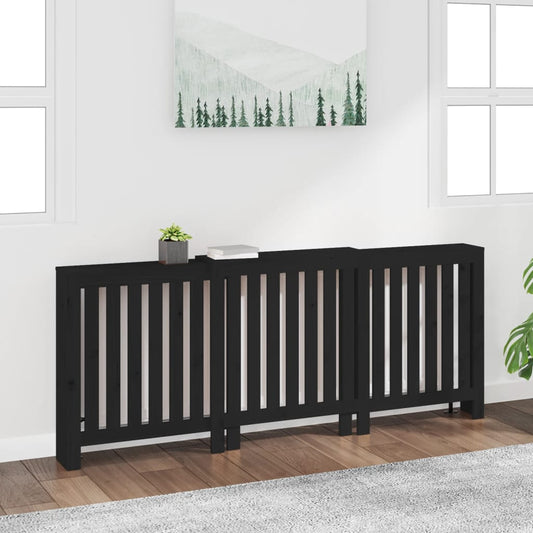 vidaXL Radiator Cover Black 210x21x85 cm Solid Wood Pine