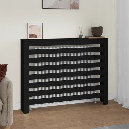 vidaXL Radiator Cover Black 108.5x19x84 cm Solid Wood Pine