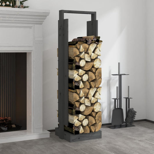 vidaXL Log Holder Grey 33.5x30x110 cm Solid Wood Pine