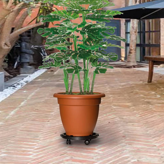 vidaXL Plant Trolleys with Wheels 2 pcs Diameter 30 cm Black 170 kg