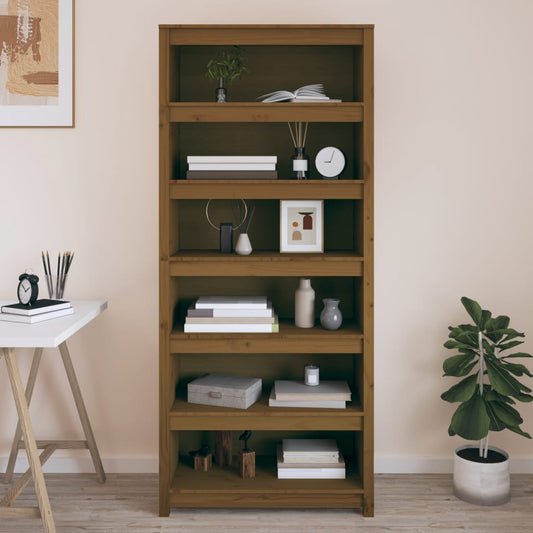 vidaXL Book Cabinet Honey Brown 80x35x183 cm Solid Wood Pine