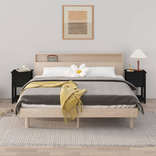 vidaXL Bedside Cabinets 2 pcs Black 40x35x61.5 cm Solid Wood Pine