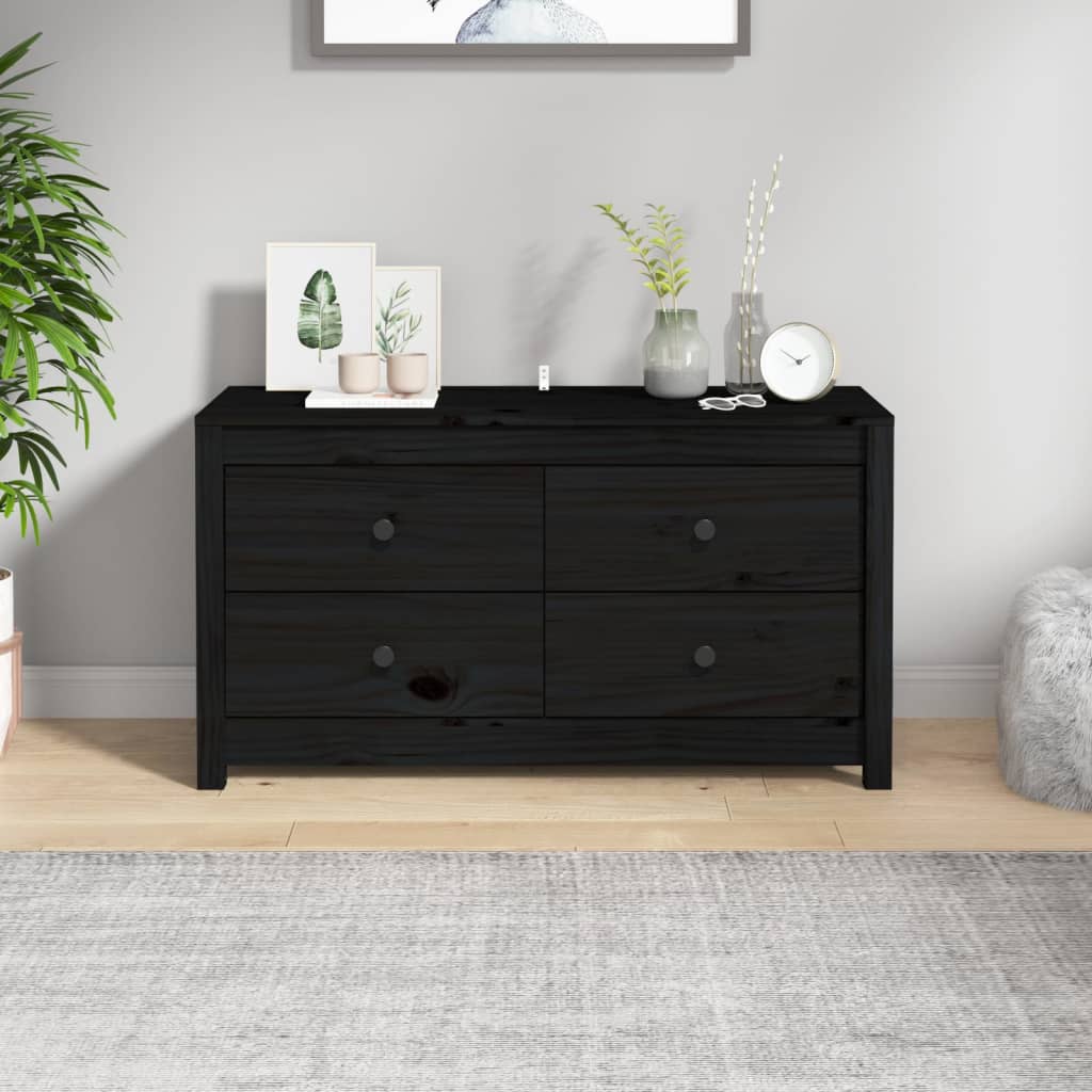 vidaXL Side Cabinet Black 100x40x54 cm Solid Wood Pine