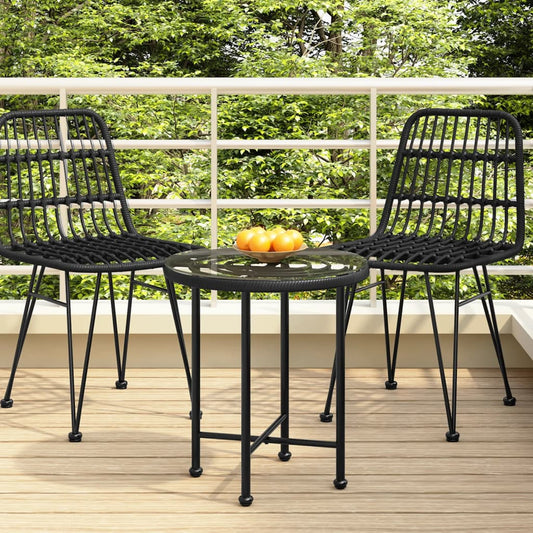 vidaXL Dining Table Black Ì÷50 cmåÊTempered Glass and Steel