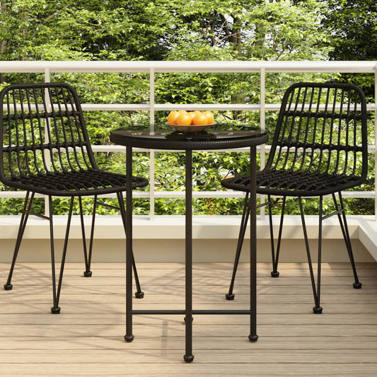 vidaXL Dining Table Black Ì÷55 cmåÊTempered Glass and Steel