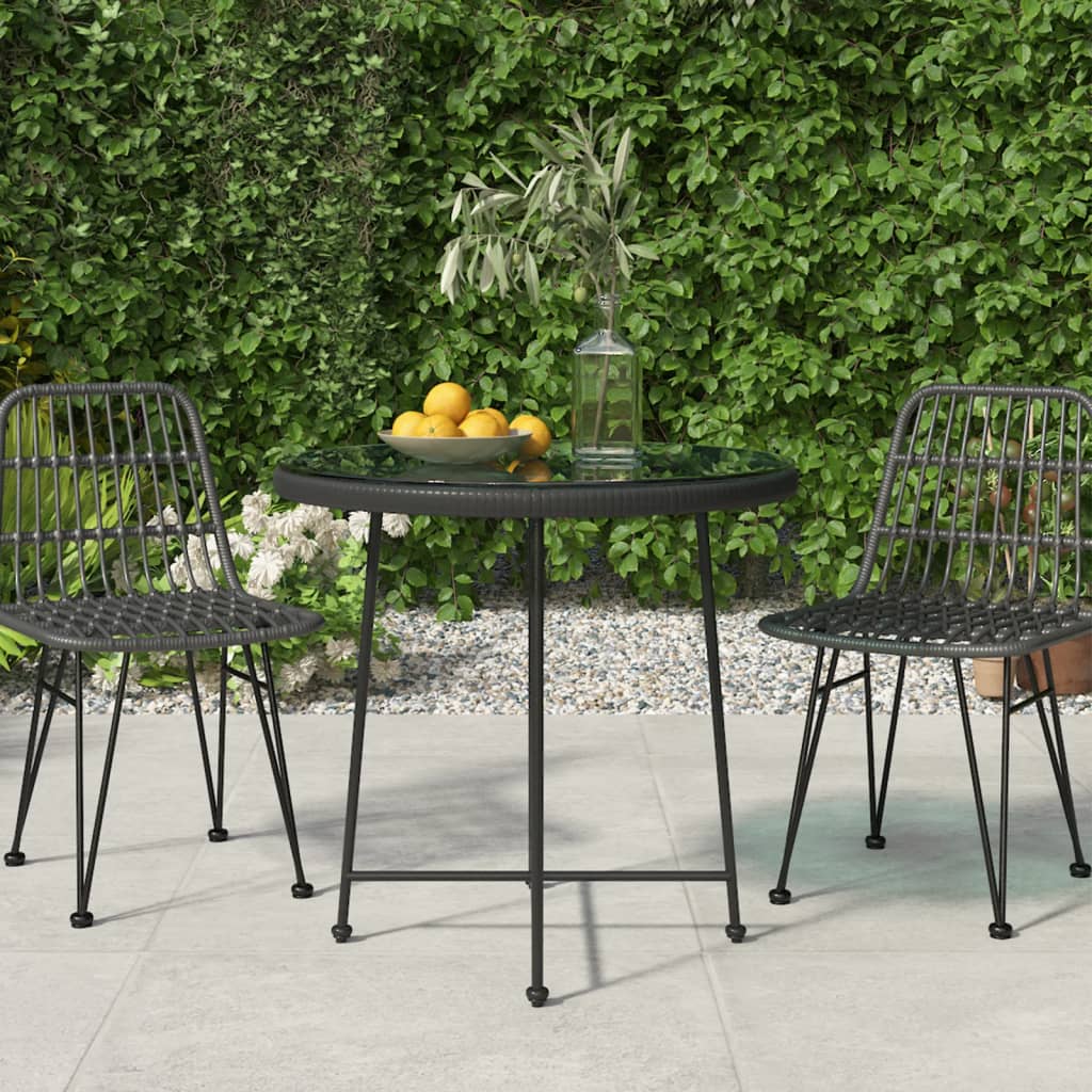 vidaXL Dining Table Black Ì÷80 cmåÊTempered Glass and Steel