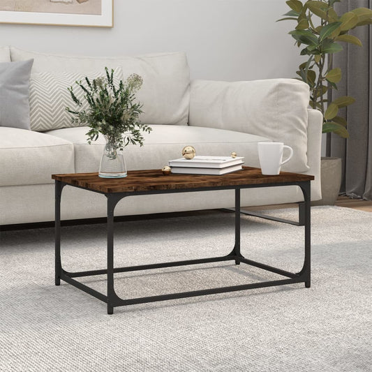 vidaXL Coffee Table Smoked Oak 80x50x40 cm Engineered Wood and Iron
