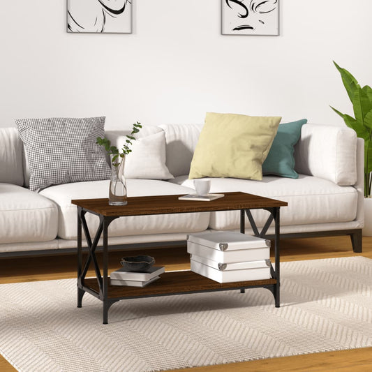 vidaXL Coffee Table Brown Oak 80x45x45 cm Engineered Wood and Iron
