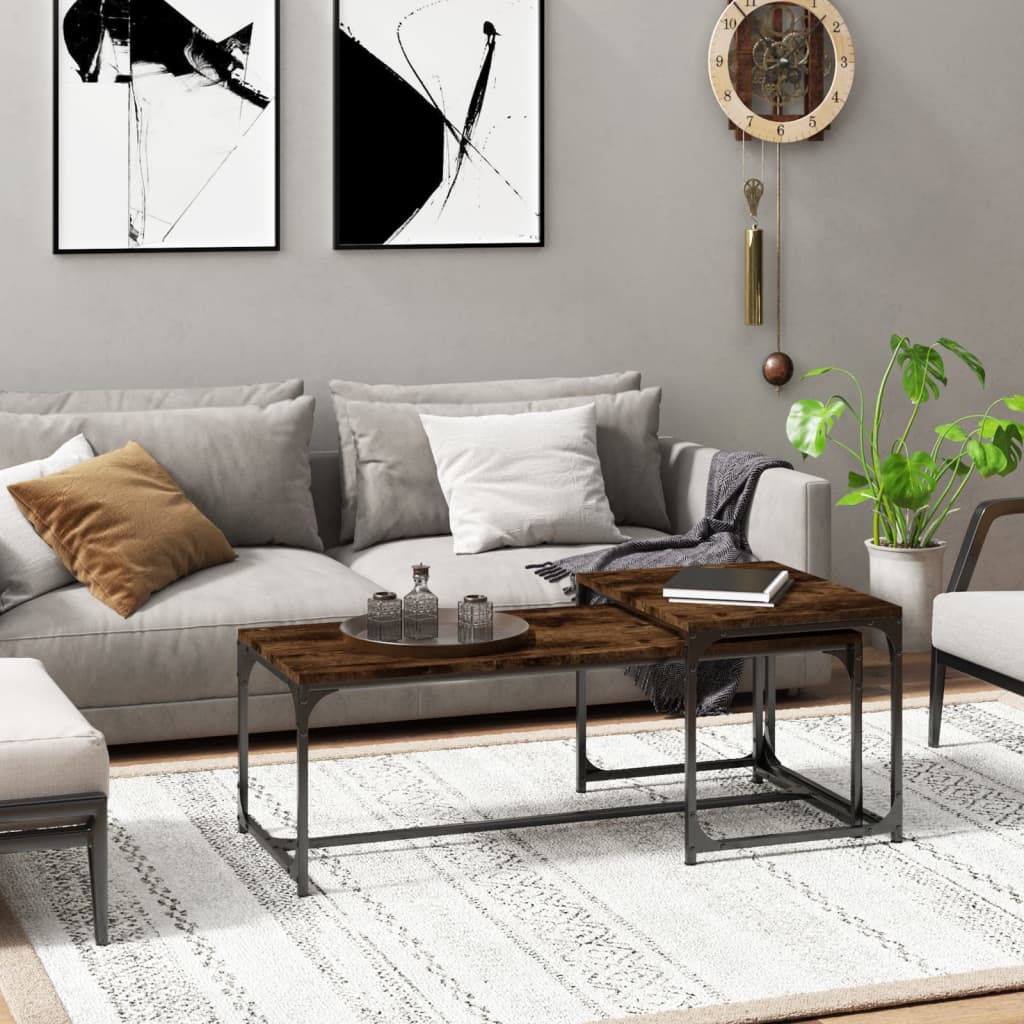 vidaXL Coffee Tables 2 pcs Smoked Oak Engineered Wood