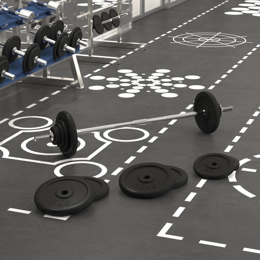 vidaXL Barbell with Plates 90 kg Cast Iron