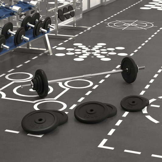 vidaXL Barbell with Plates 90 kg Cast Iron