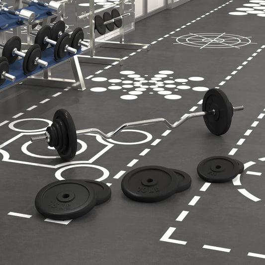 vidaXL Barbell with Plates 90 kg Cast Iron & Chrome Plated Steel