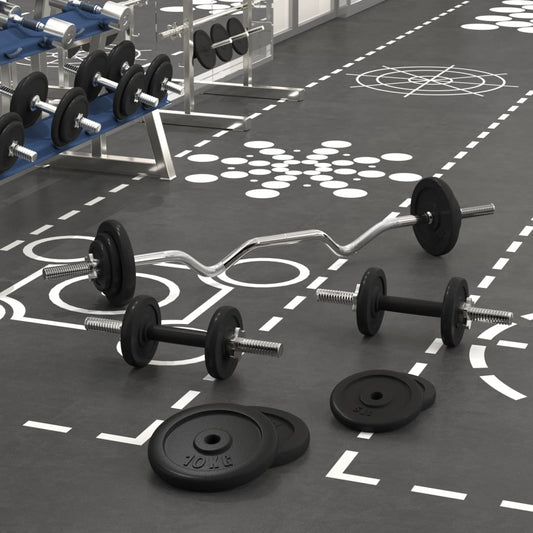 vidaXL Barbell and Dumbbell with Plates 60 kg Cast Iron