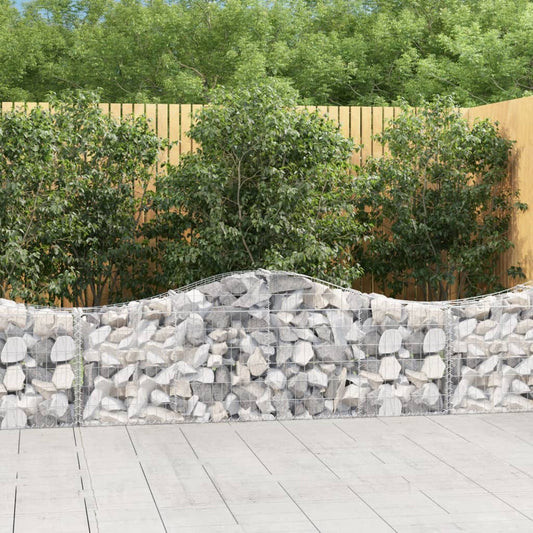 vidaXL Arched Gabion Baskets 13 pcs 200x30x60/80 cm Galvanised Iron