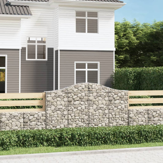 vidaXL Arched Gabion Baskets 14 pcs 200x30x120/140 cm Galvanised Iron