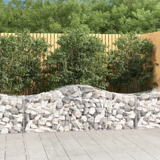vidaXL Arched Gabion Baskets 2 pcs 200x50x60/80 cm Galvanised Iron