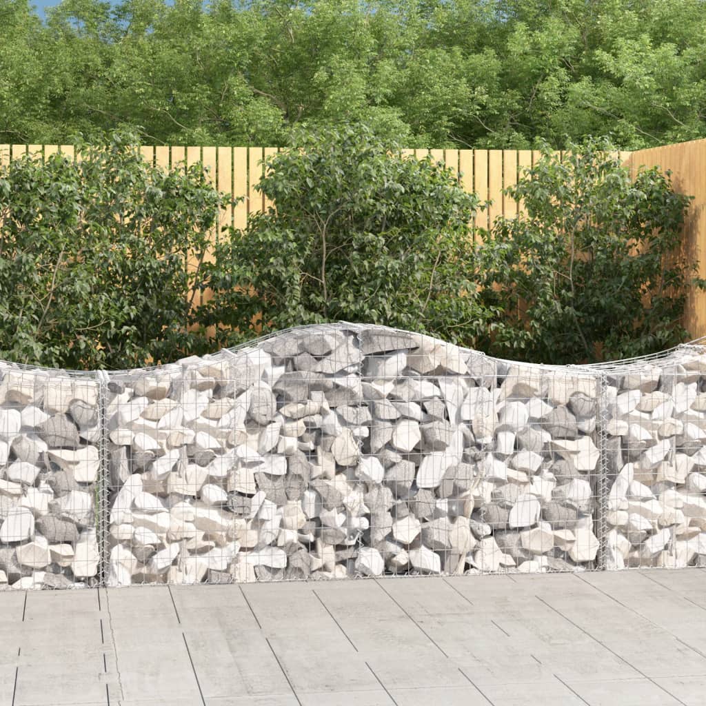 vidaXL Arched Gabion Baskets 13 pcs 200x50x80/100 cm Galvanised Iron