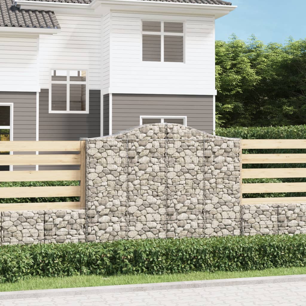vidaXL Arched Gabion Baskets 15 pcs 200x50x160/180 cm Galvanised Iron