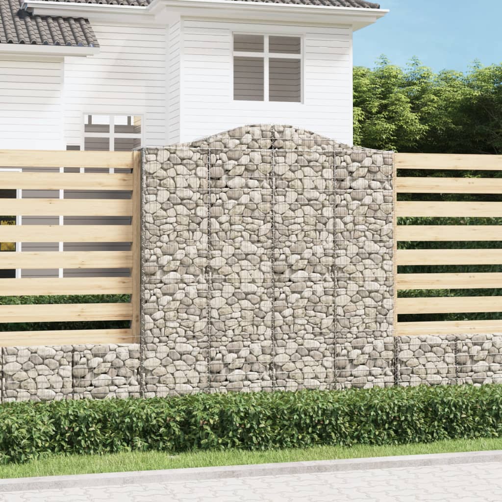 vidaXL Arched Gabion Baskets 3 pcs 200x50x220/240 cm Galvanised Iron