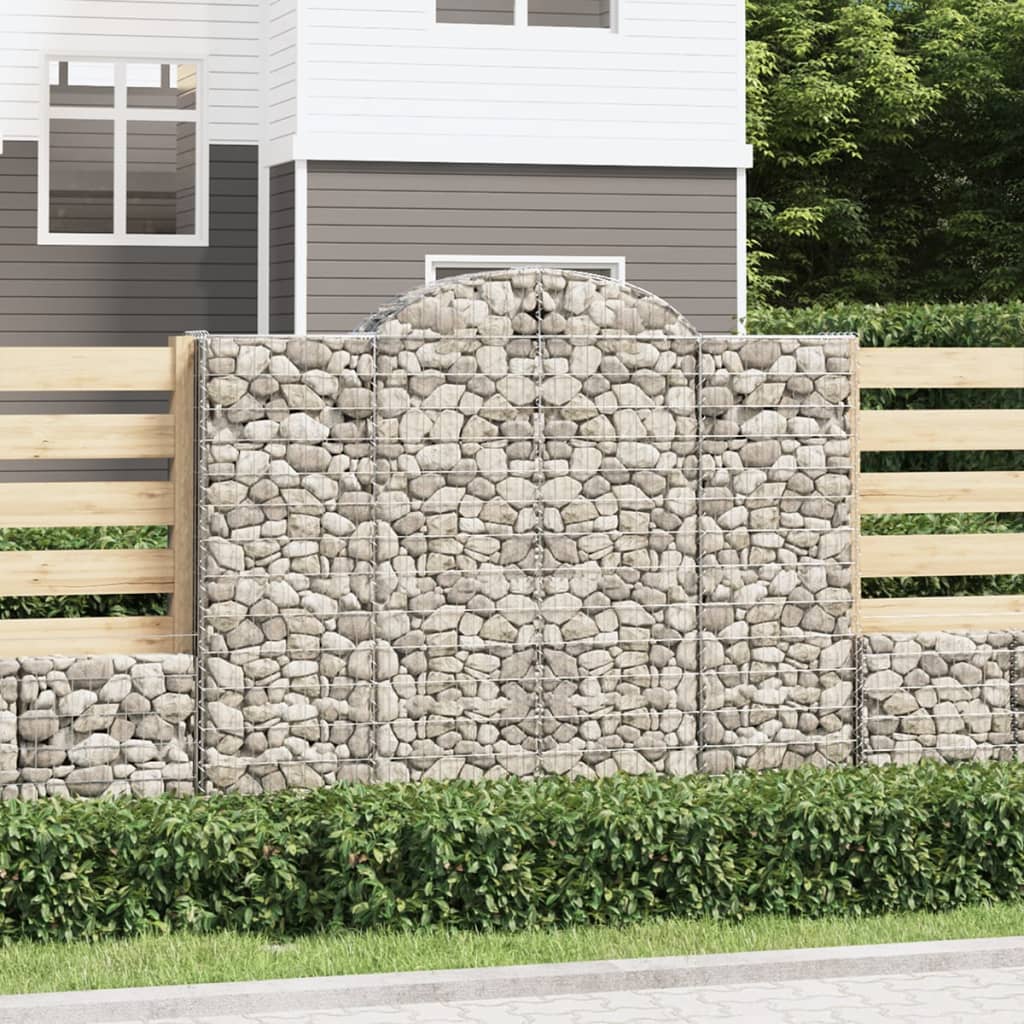 vidaXL Arched Gabion Baskets 9 pcs 200x30x160/180 cm Galvanised Iron