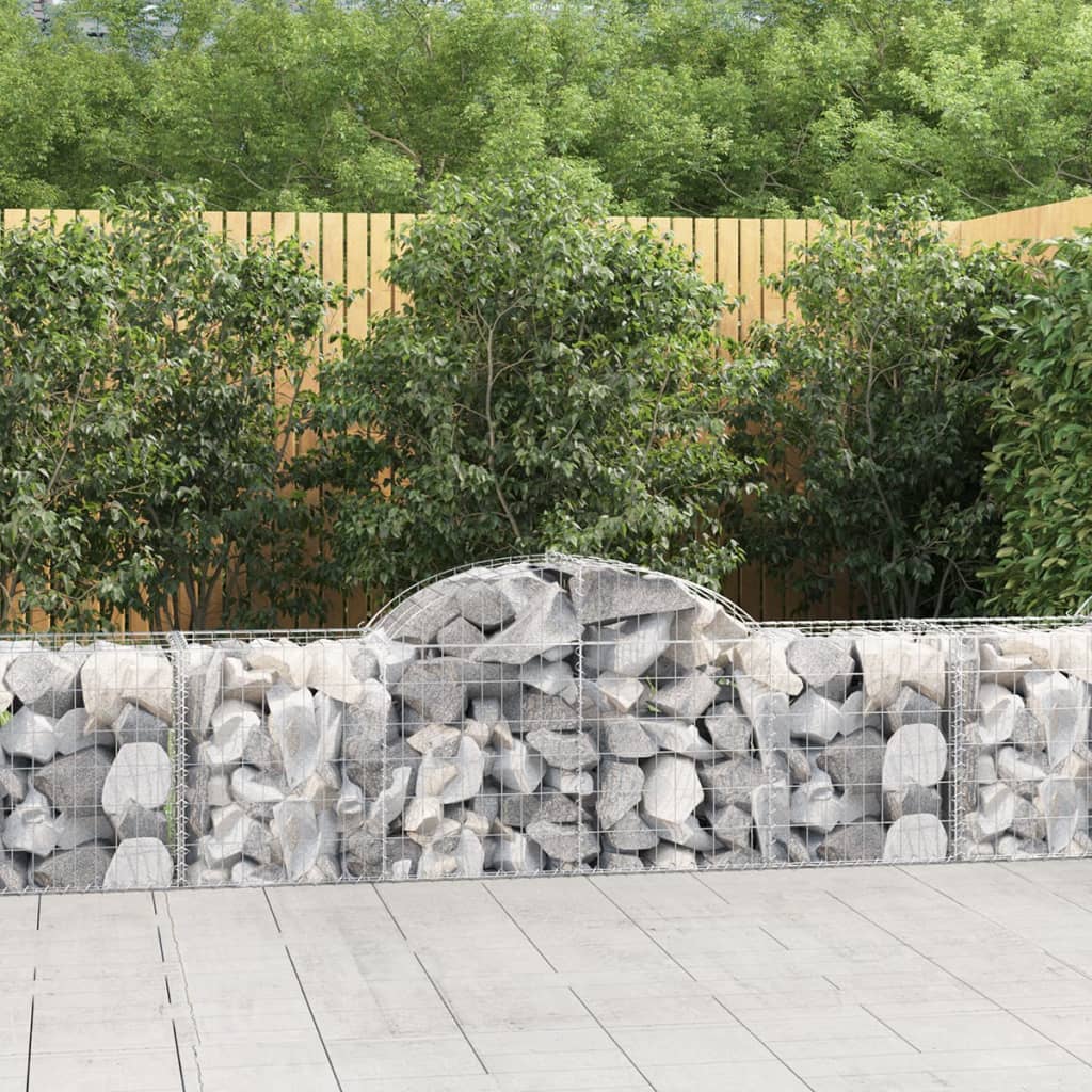 vidaXL Arched Gabion Baskets 6 pcs 200x50x60/80 cm Galvanised Iron
