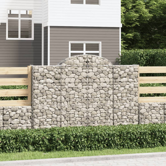vidaXL Arched Gabion Baskets 2 pcs 200x50x140/160 cm Galvanised Iron