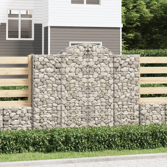 vidaXL Arched Gabion Baskets 2 pcs 200x50x160/180 cm Galvanised Iron
