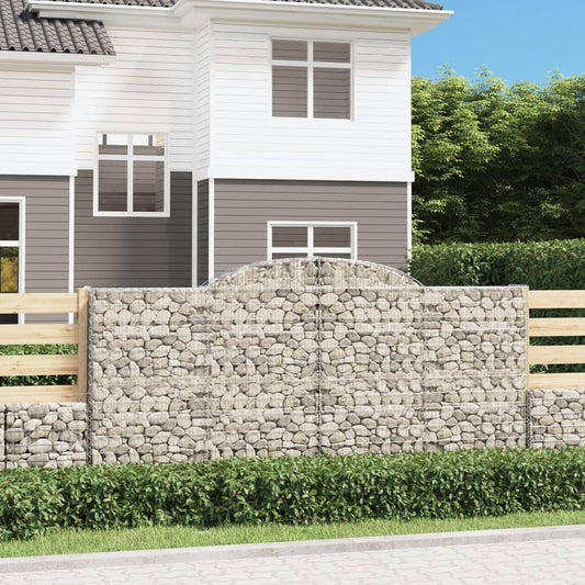 vidaXL Arched Gabion Baskets 4 pcs 300x30x140/160 cm Galvanised Iron