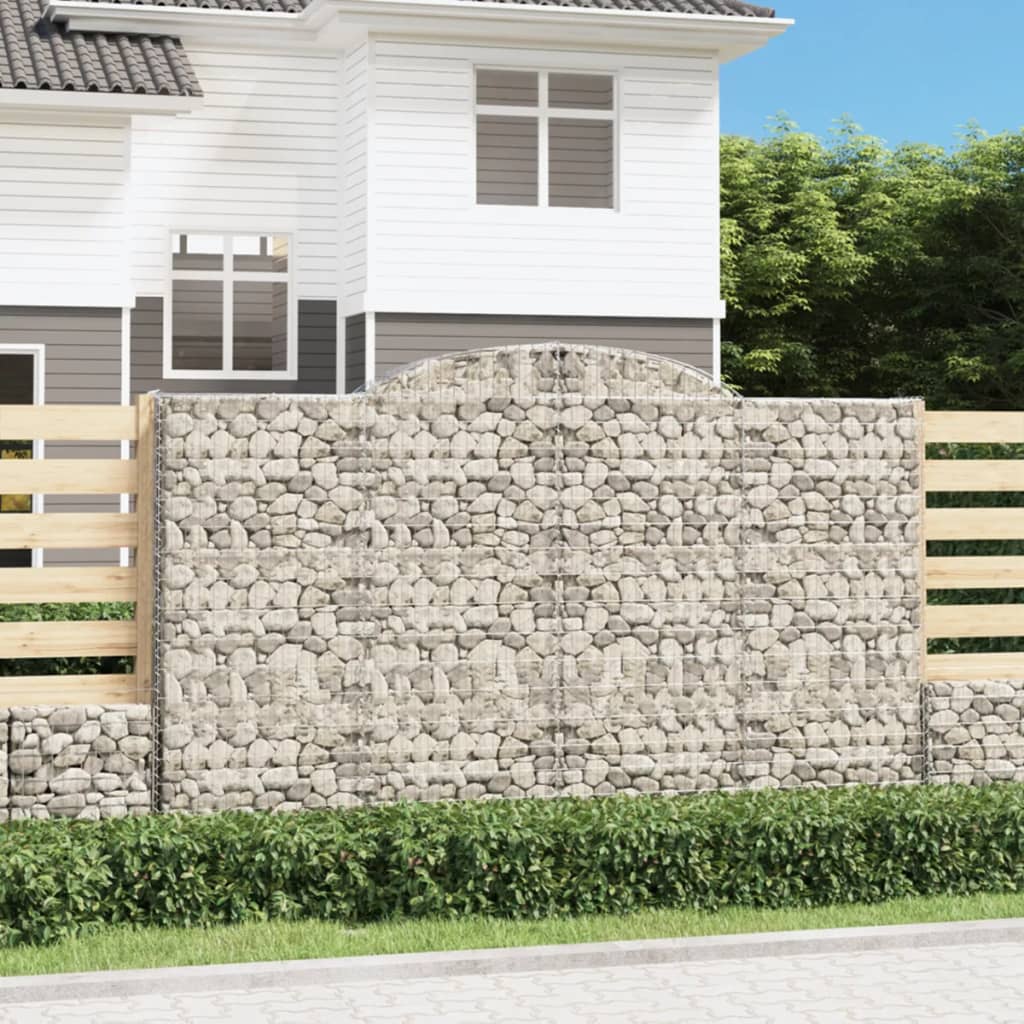 vidaXL Arched Gabion Baskets 3 pcs 300x30x180/200 cm Galvanised Iron