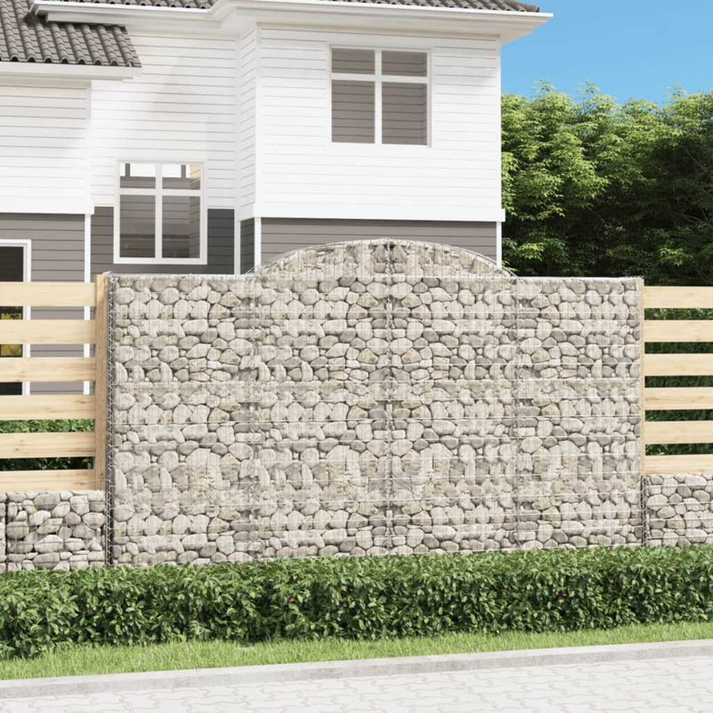 vidaXL Arched Gabion Baskets 8 pcs 300x50x180/200 cm Galvanised Iron