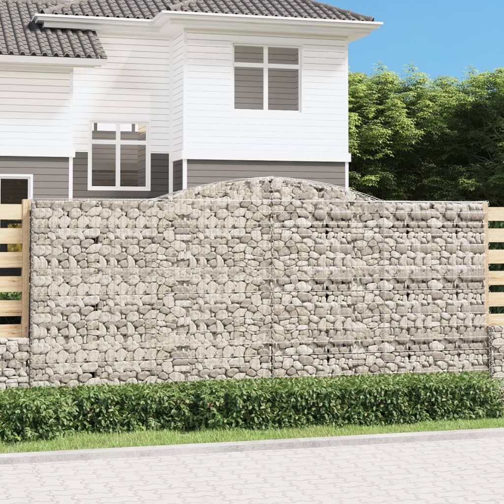 vidaXL Arched Gabion Baskets 2 pcs 400x50x180/200 cm Galvanised Iron