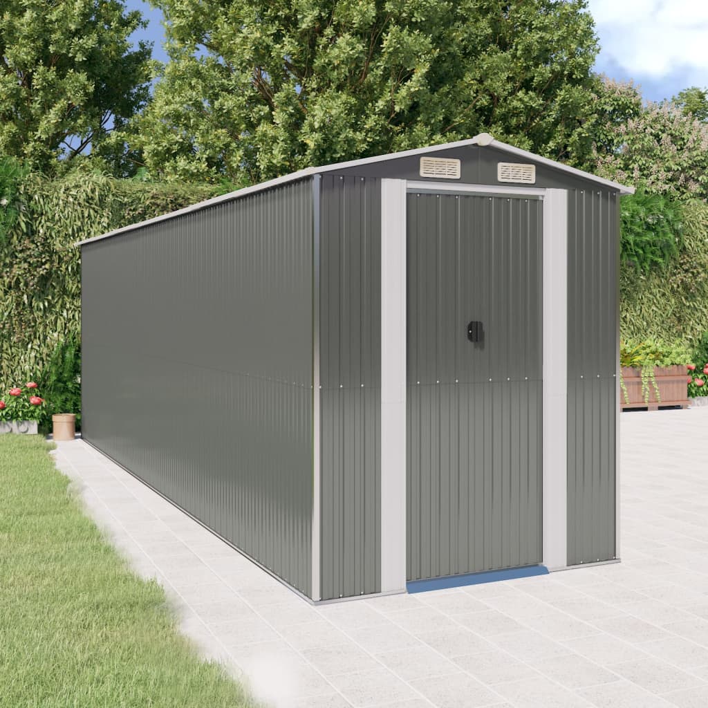 vidaXL Garden Shed Light Grey 192x606x223 cm Galvanised Steel