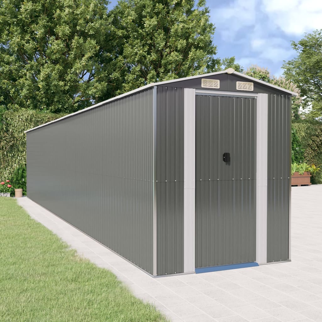 vidaXL Garden Shed Light Grey 192x1021x223 cm Galvanised Steel