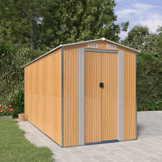 vidaXL Garden Shed Light Brown 192x440x223 cm Galvanised Steel
